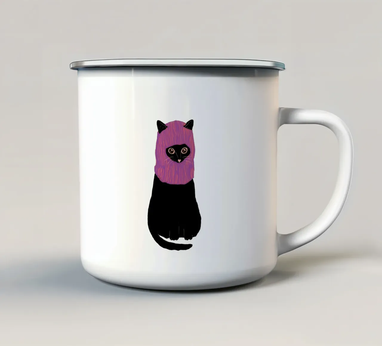 Gatto ribelle tazza in smalto da Illustration Raissa Oltmanns