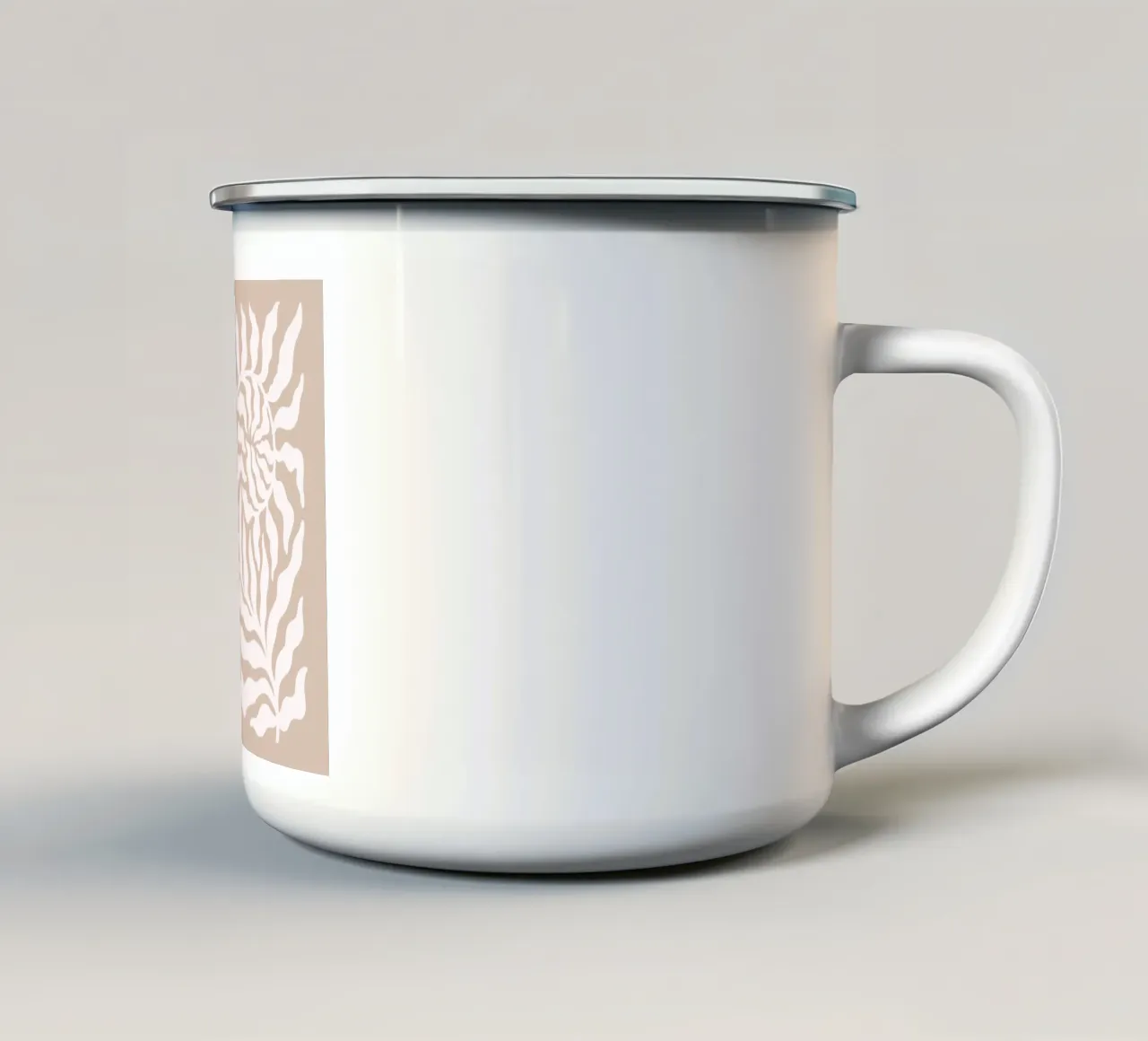 Beige abstracte botanische kunstdruk emaille mok van Flower Paradise