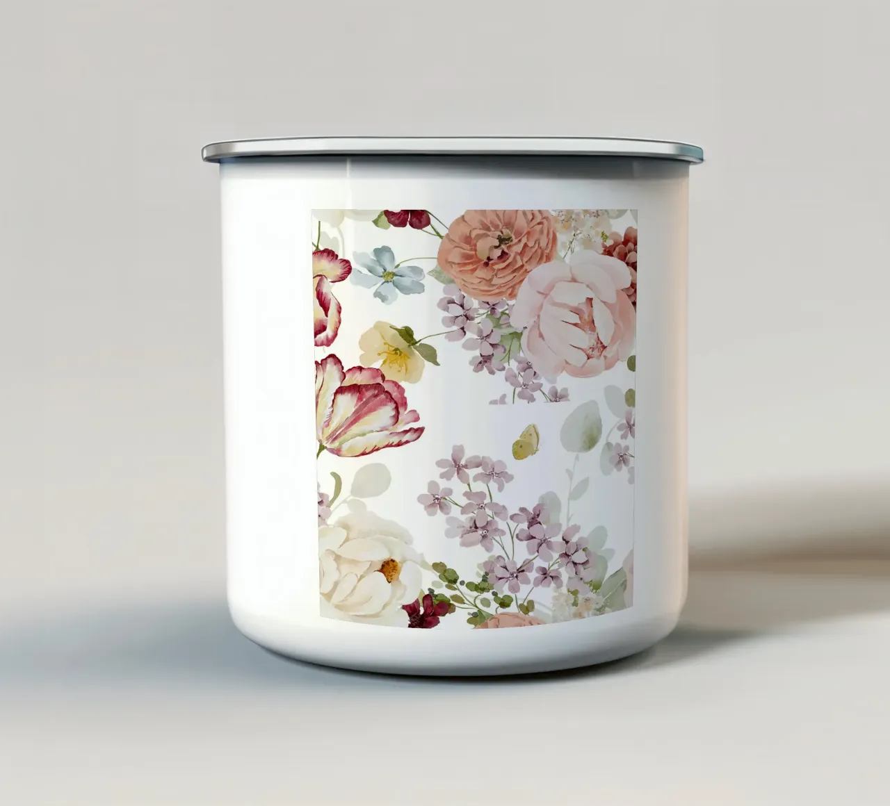 Poster botanico vintage ad acquerello tazza in smalto da Flower Paradise