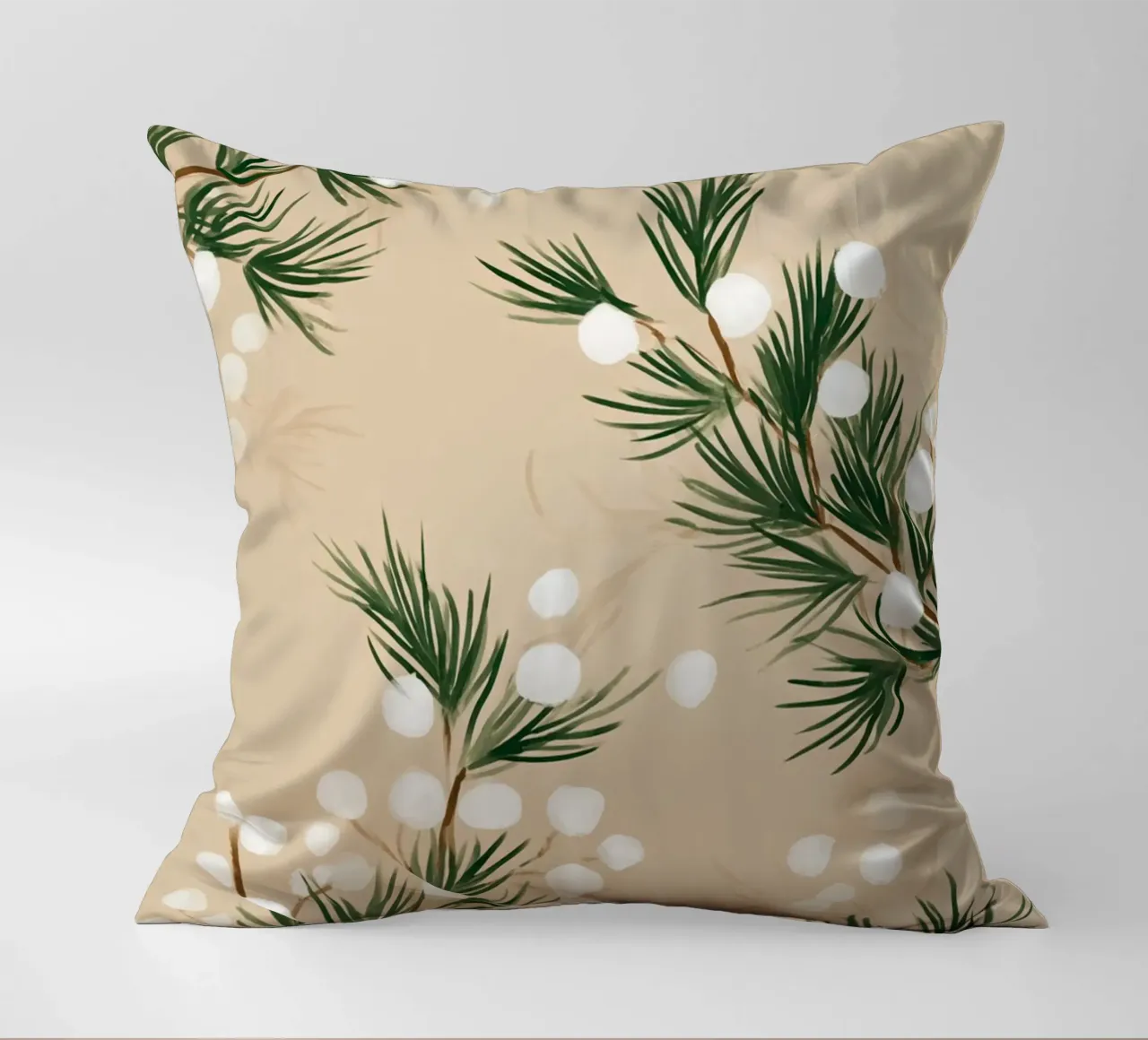 Winter Pine & Snowberry Pattern cuscino da michi