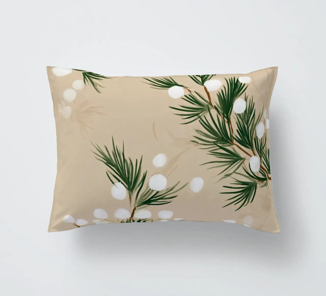 Winter Pine & Snowberry Pattern cuscino da michi