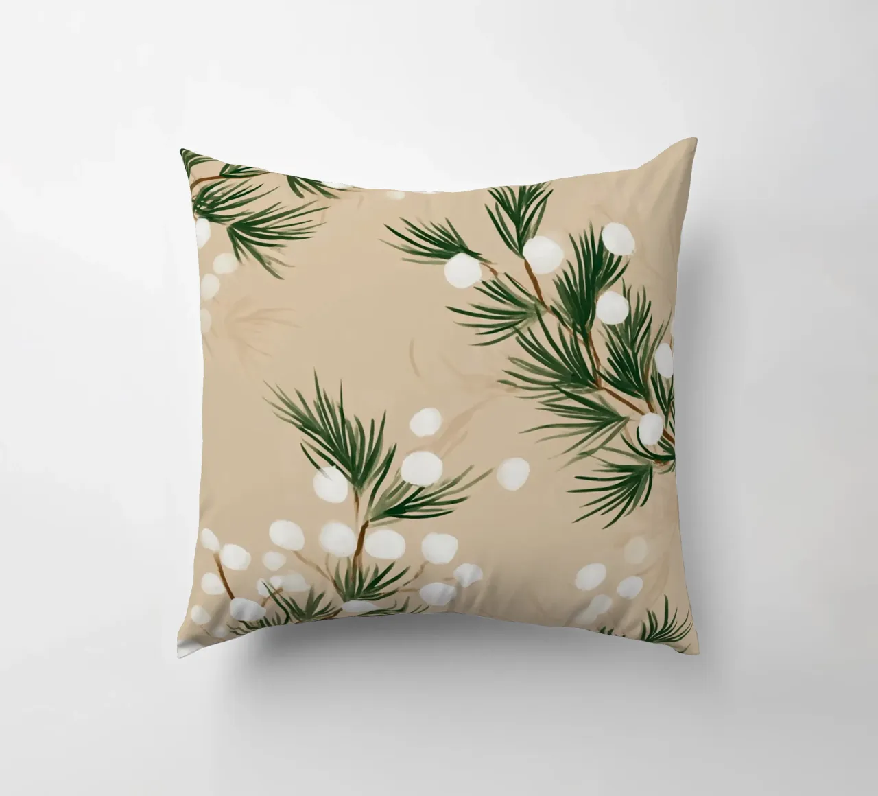 Winter Pine & Snowberry Pattern cuscino da michi