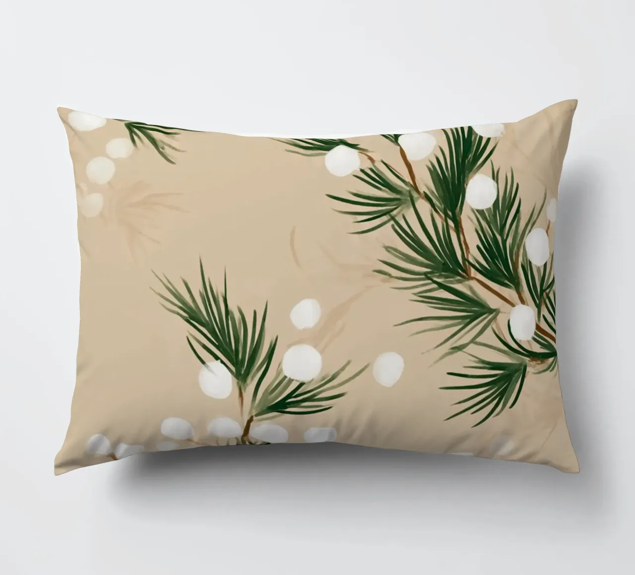 Winter Pine & Snowberry Pattern cuscino da michi
