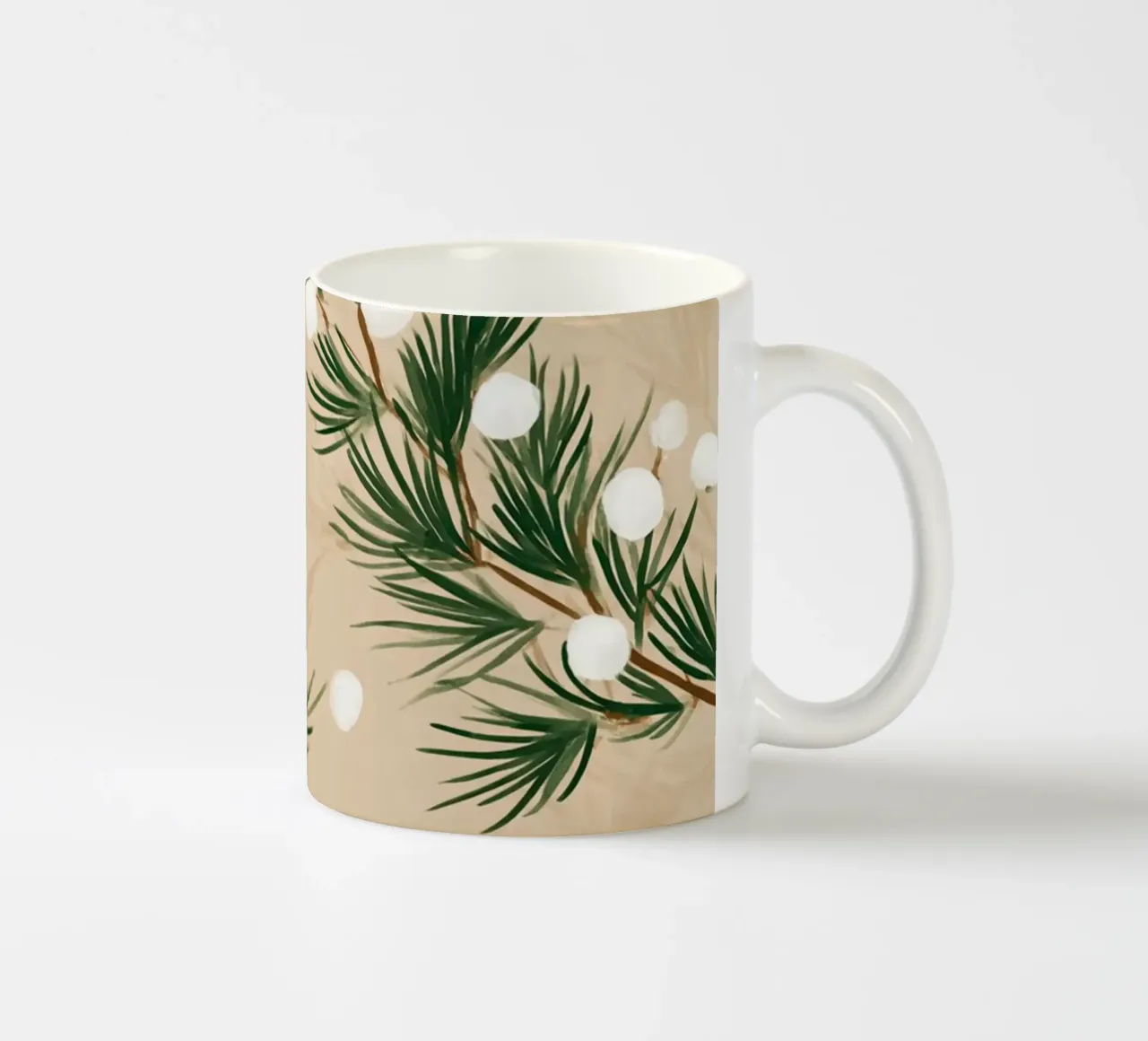 Winter Pine & Snowberry Pattern tazza in ceramica da michi