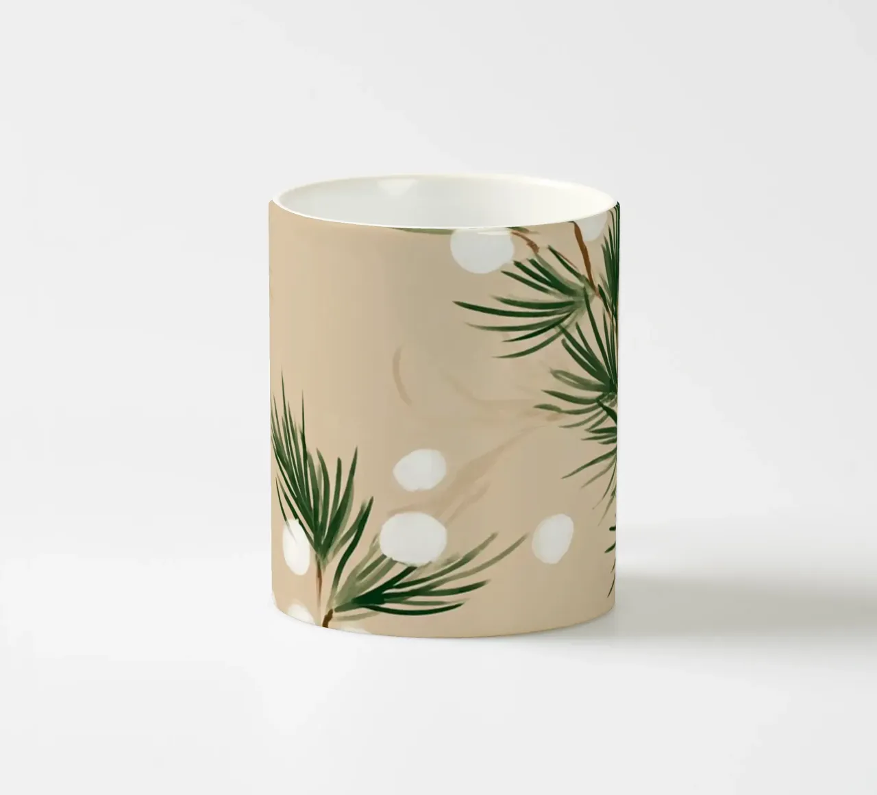 Winter Pine & Snowberry Pattern tazza in ceramica da michi