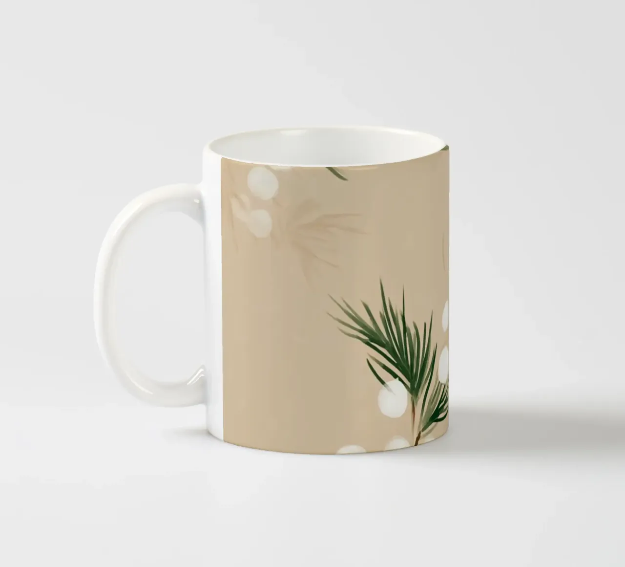 Winter Pine & Snowberry Pattern tazza in ceramica da michi