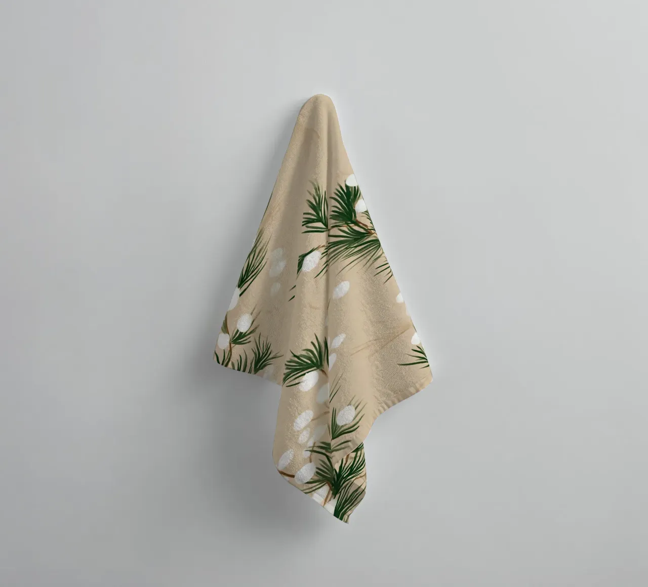 Winter Pine & Snowberry Pattern asciugamano da bagno da michi