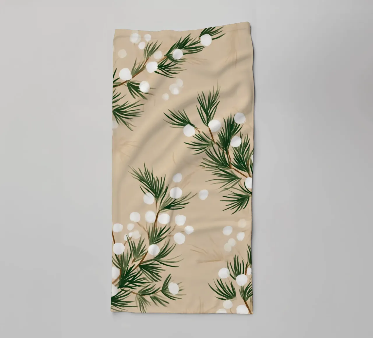 Winter Pine & Snowberry Pattern asciugamano da bagno da michi