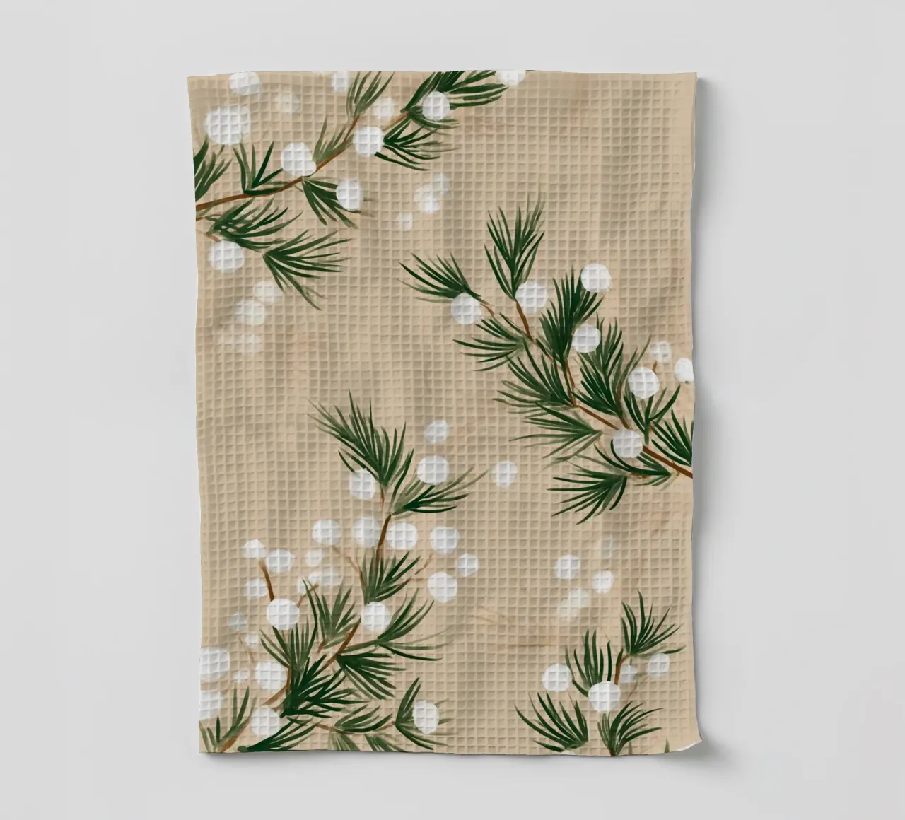 Winter Pine & Snowberry Pattern canovaccio da cucina da michi