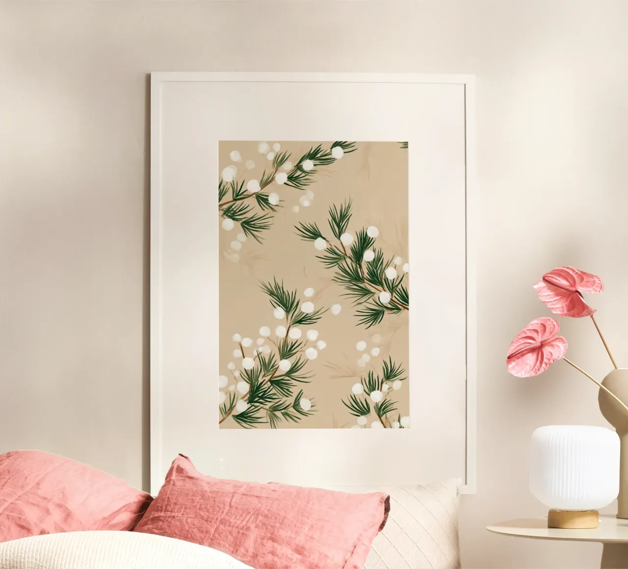 Winter Pine & Snowberry Pattern carta hahnemühle da michi