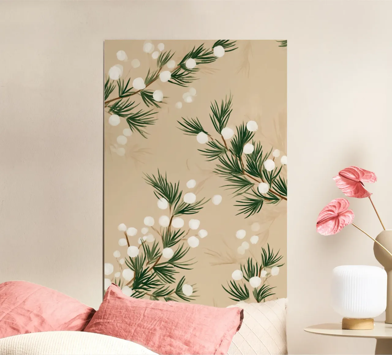 Winter Pine & Snowberry Pattern carta hahnemühle da michi