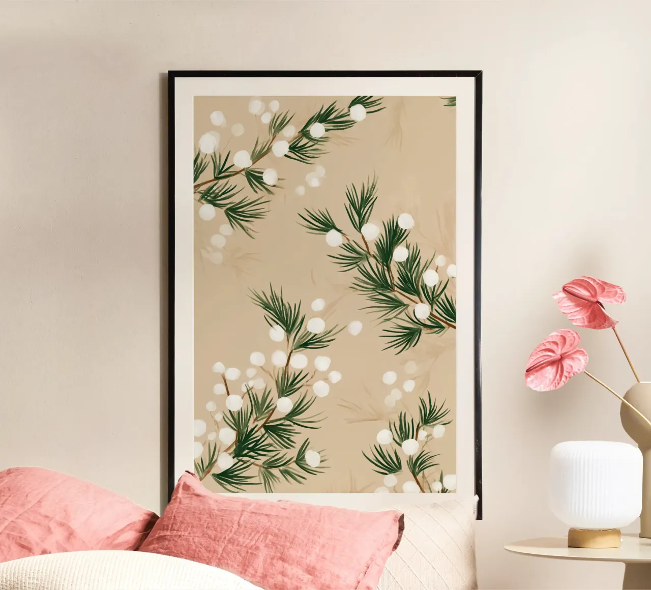 Winter Pine & Snowberry Pattern carta hahnemühle da michi