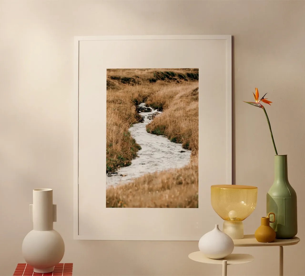 FlussLauf - Island Poster mit Aluminium Rahmen von stine wiemann