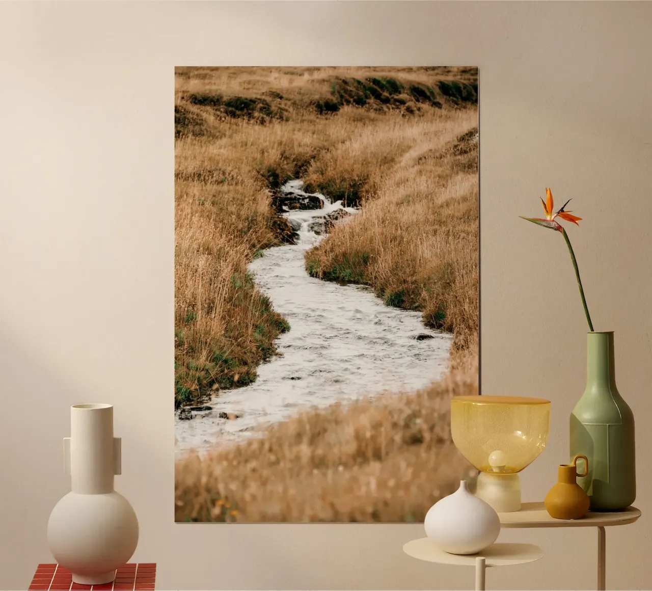 FlussLauf - Island Poster mit Aluminium Rahmen von stine wiemann