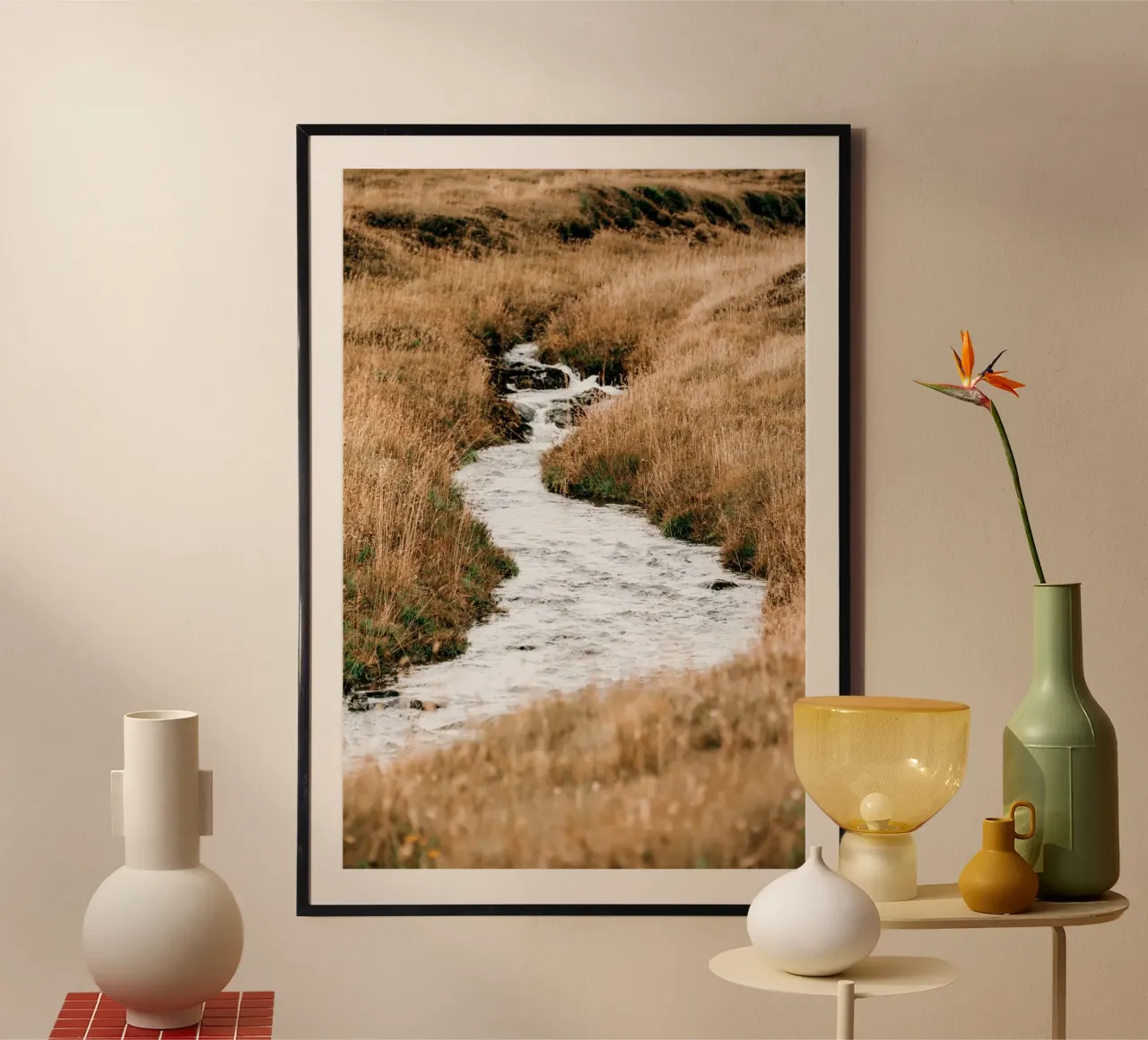 FlussLauf - Island Poster mit Aluminium Rahmen von stine wiemann