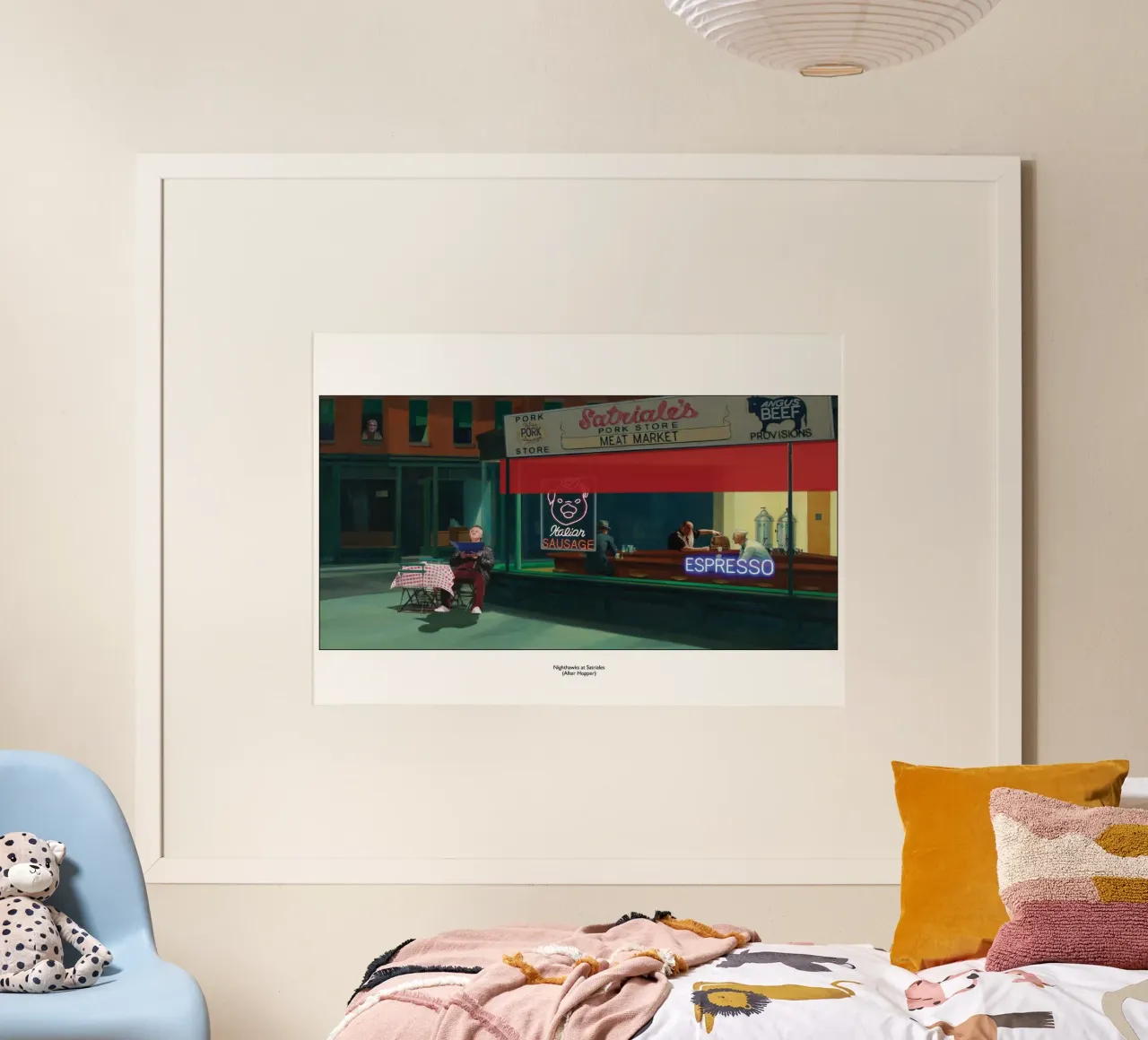 Satriales & Paulie - Sopranos - Nighthawks Mashup poster con telaio in alluminio da Mashtup