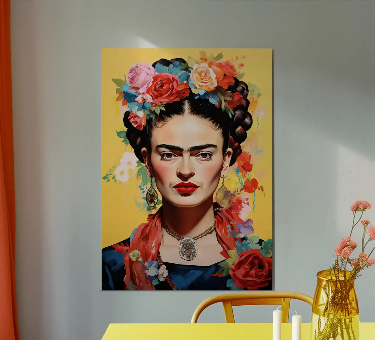 Frida Kahlo "Power in Every Color" alluminio dibond da Fantasias Florales