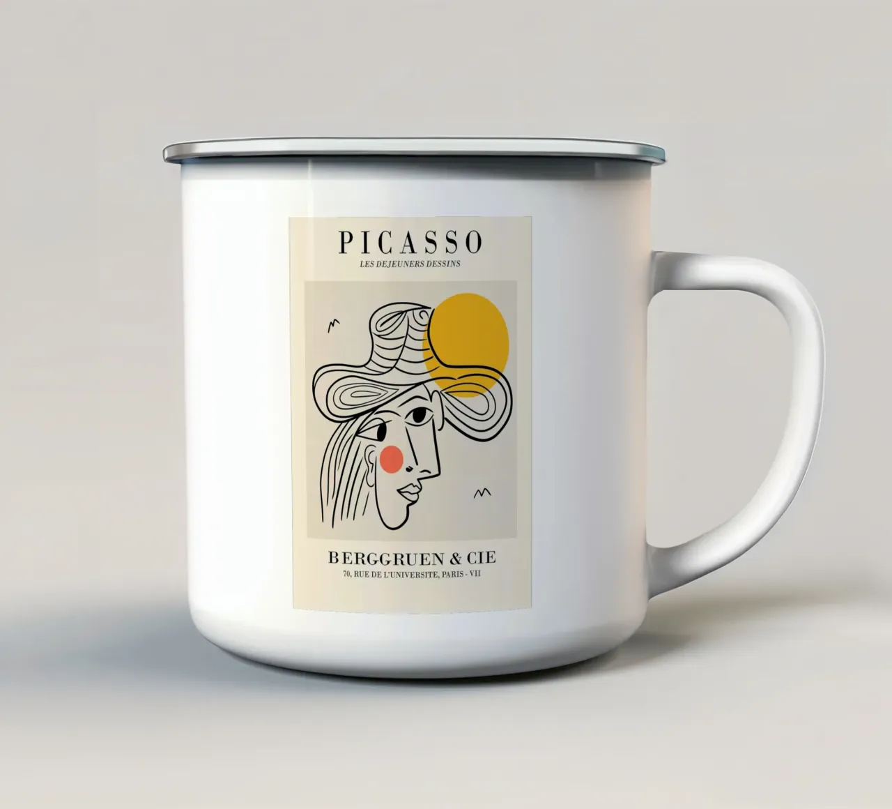 donna con bombetta tazza in smalto da SOLKIN STORE