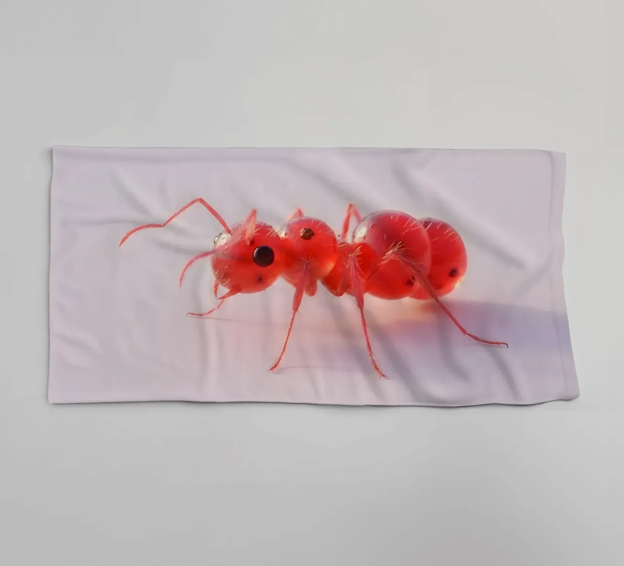 Vibrant Red Ant Macro Art – Minimalist Nature Design Print towel by Fruit Fusion Creatures