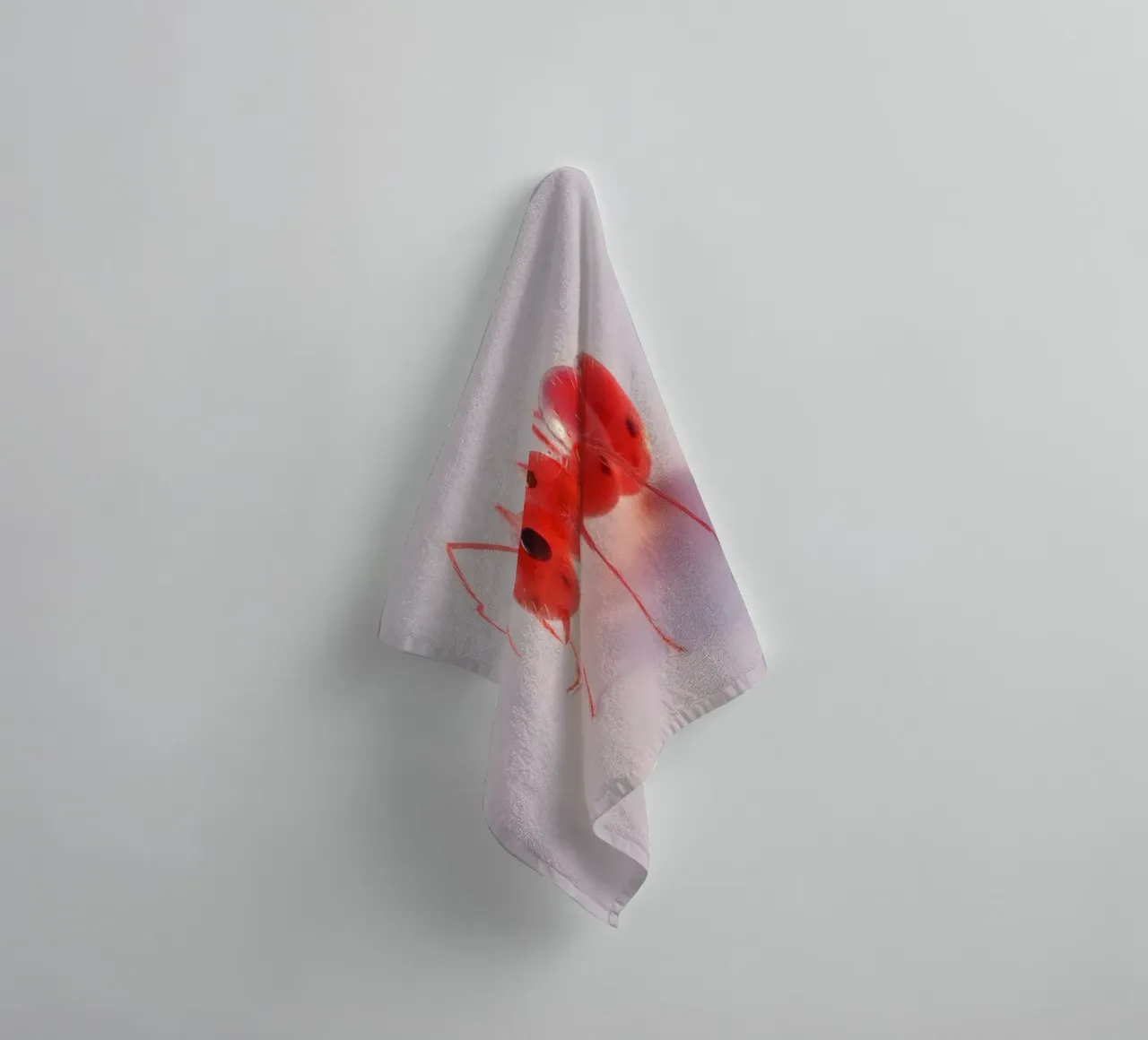 Vibrant Red Ant Macro Art – Minimalist Nature Design Print towel by Fruit Fusion Creatures