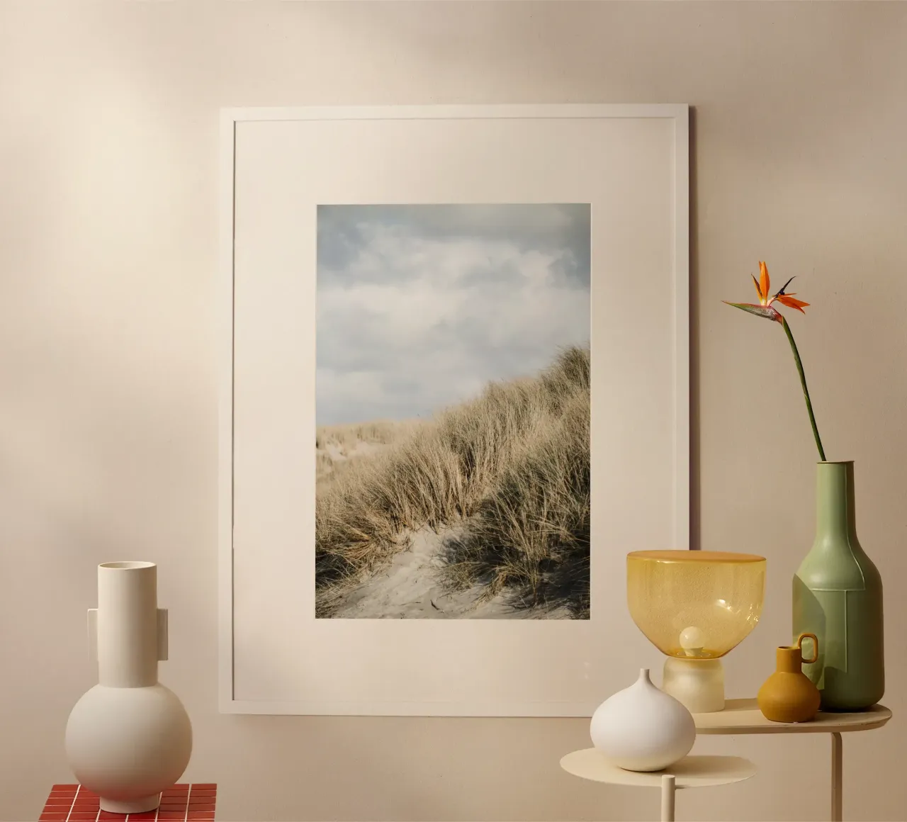 DünenLandschaft - Texel Poster mit Holzrahmen von stine wiemann