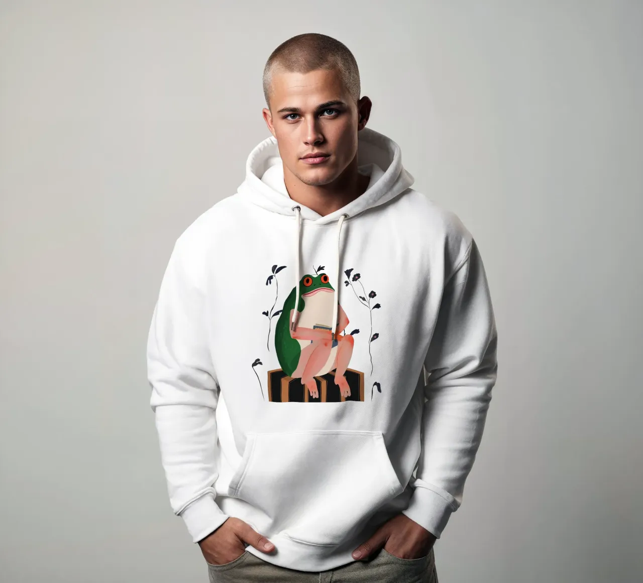 Pegatina La Rana Librera, Ropa sudadera con capucha de ArtsySesta