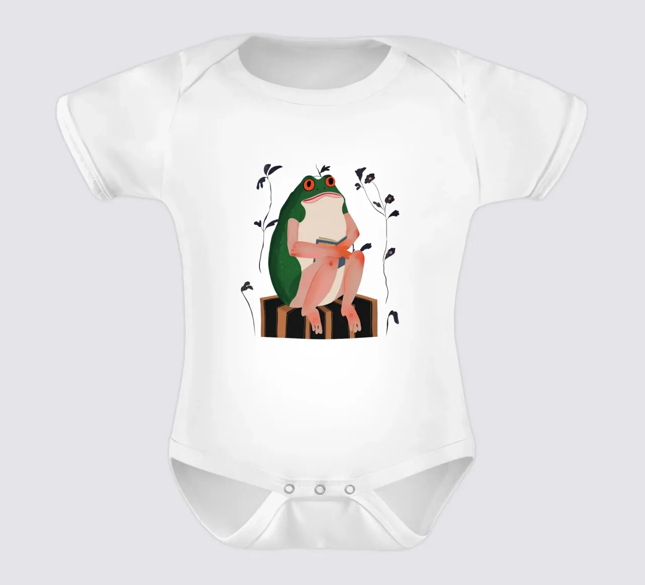 Pegatina La Rana Librera, Ropa body de bebé de ArtsySesta