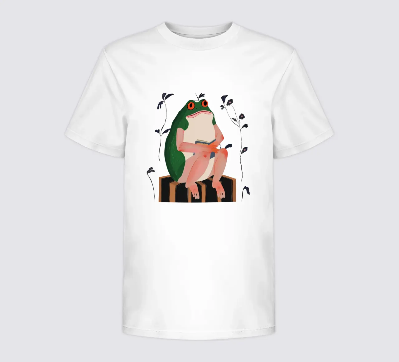 The Bookish Frog Sticker, Apparel kids t-shirt by ArtsySesta