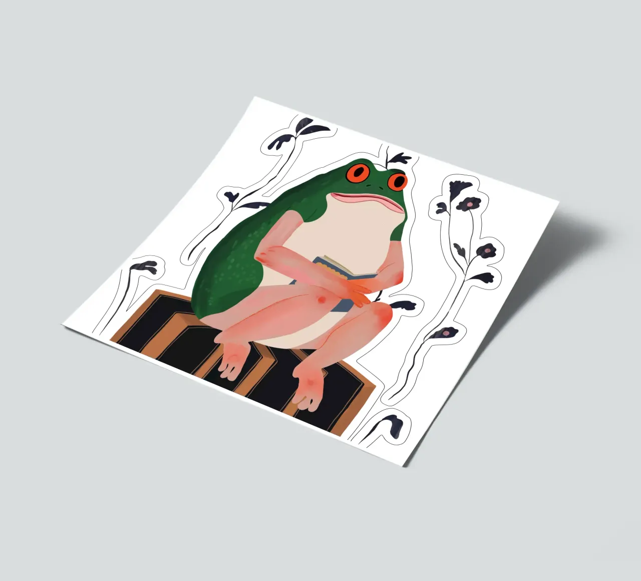 The Bookish Frog Sticker, Apparel sticker sheet by ArtsySesta