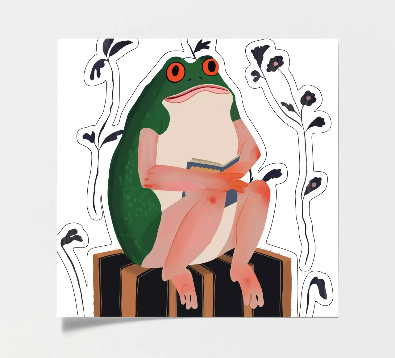 The Bookish Frog Sticker, Apparel sticker sheet by ArtsySesta