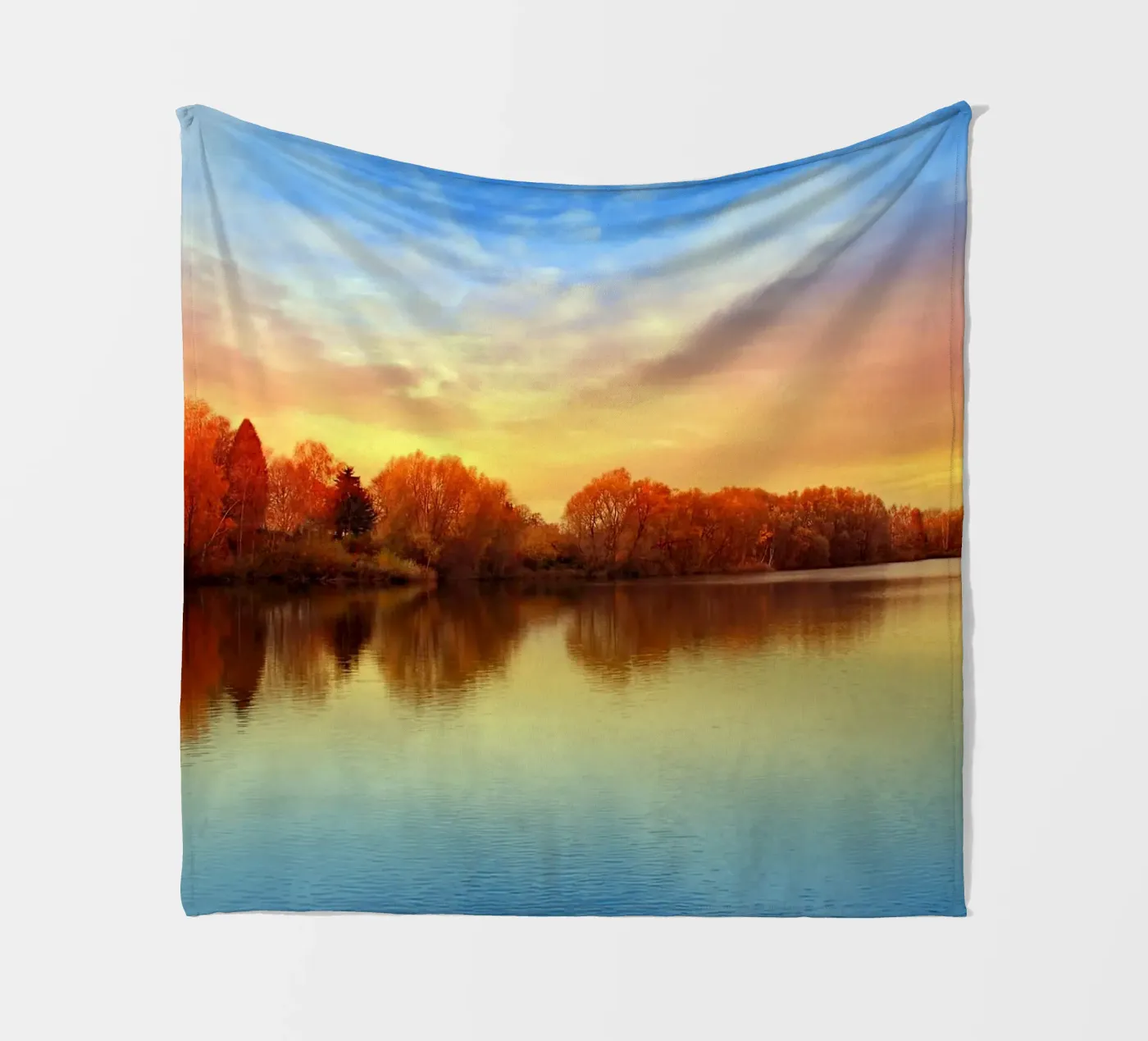Sunset in autumn fleece blanket by Atteloi