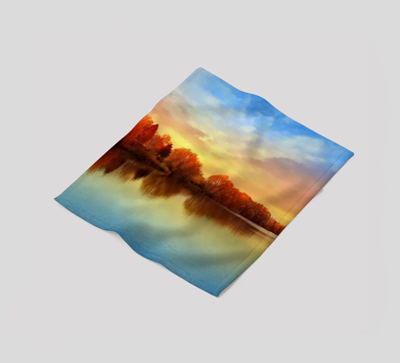 Sunset in autumn fleece blanket by Atteloi