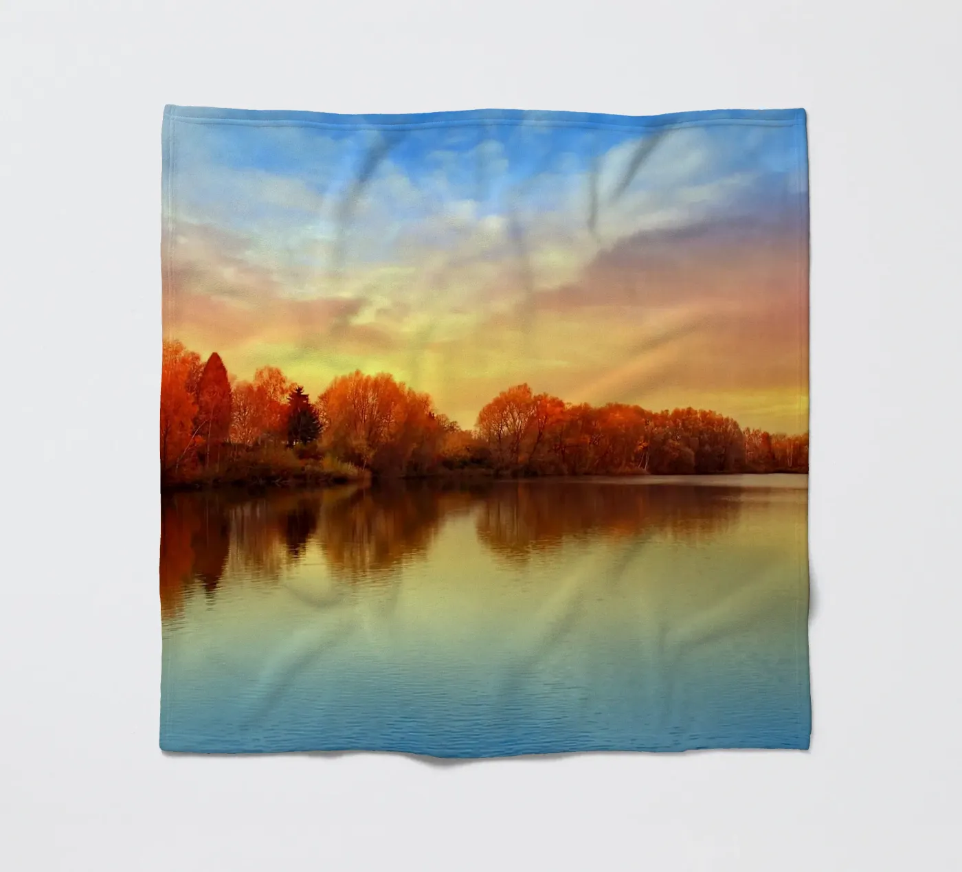 Sunset in autumn fleece blanket by Atteloi