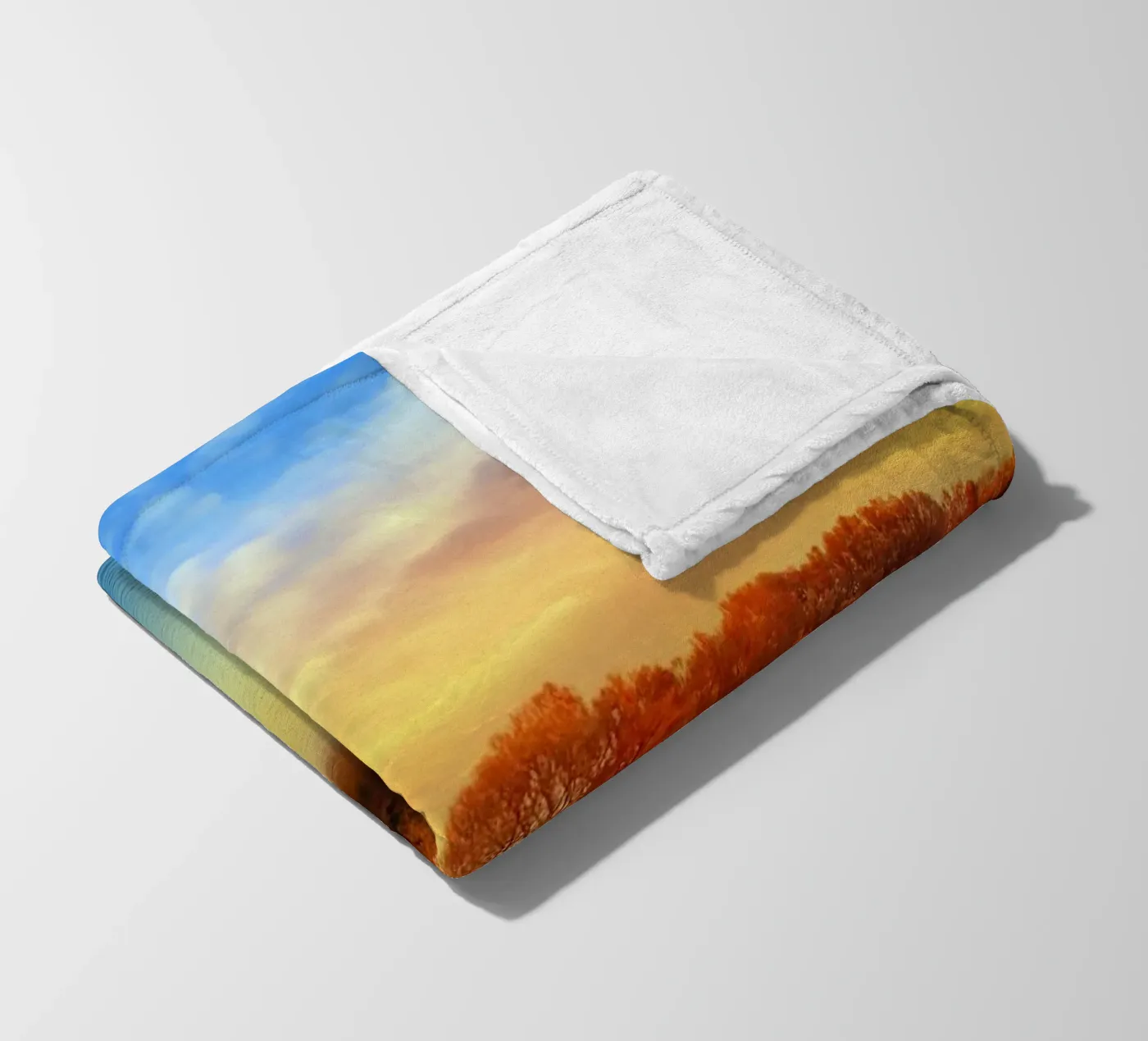 Sunset in autumn fleece blanket by Atteloi