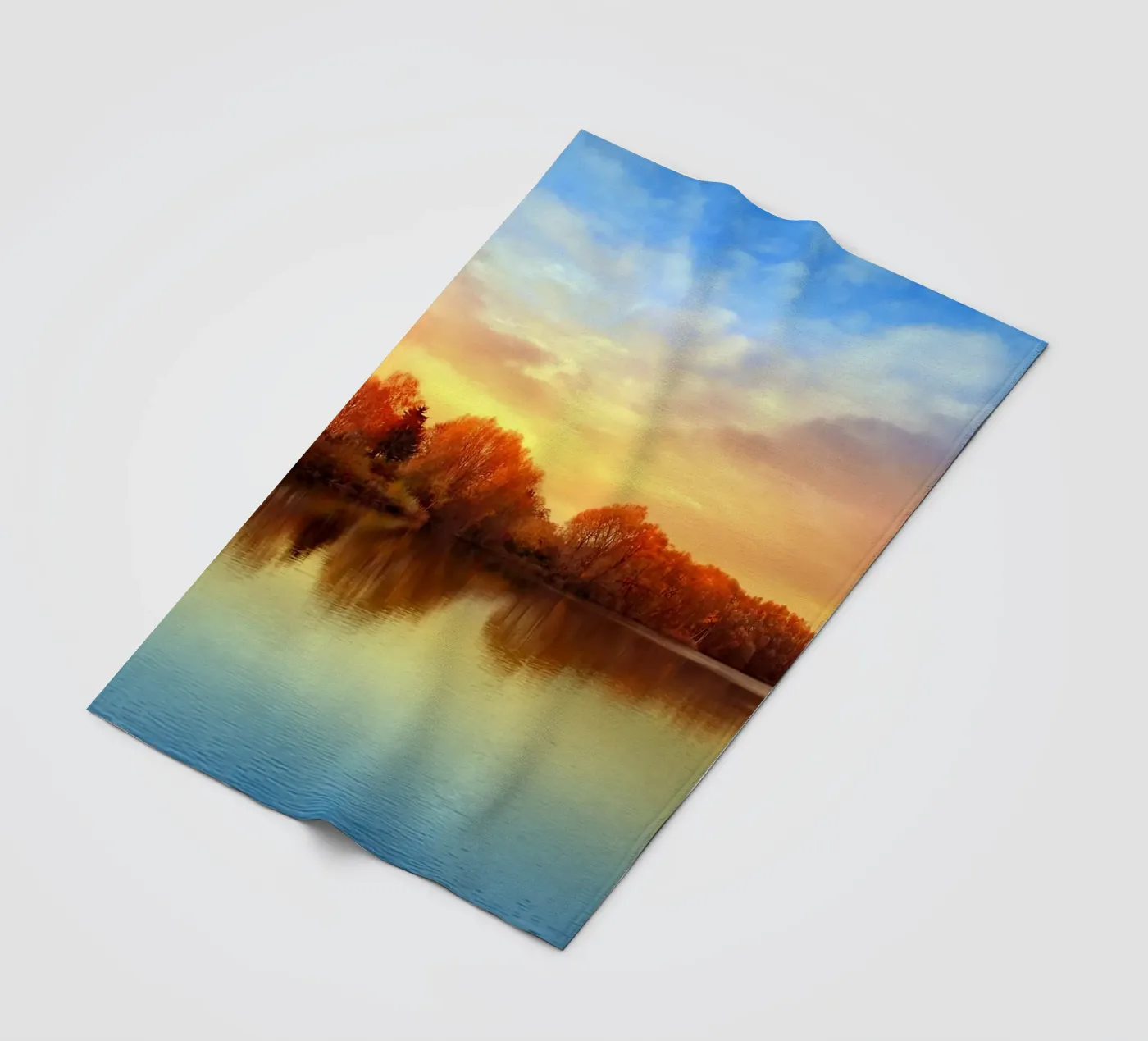 Sunset in autumn fleece blanket by Atteloi