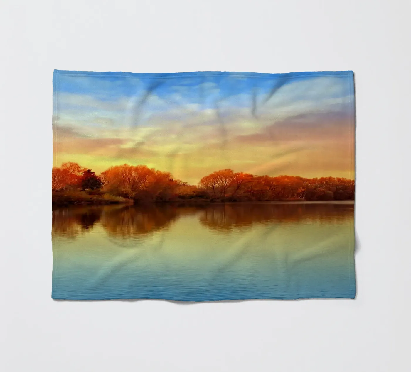 Sunset in autumn fleece blanket by Atteloi