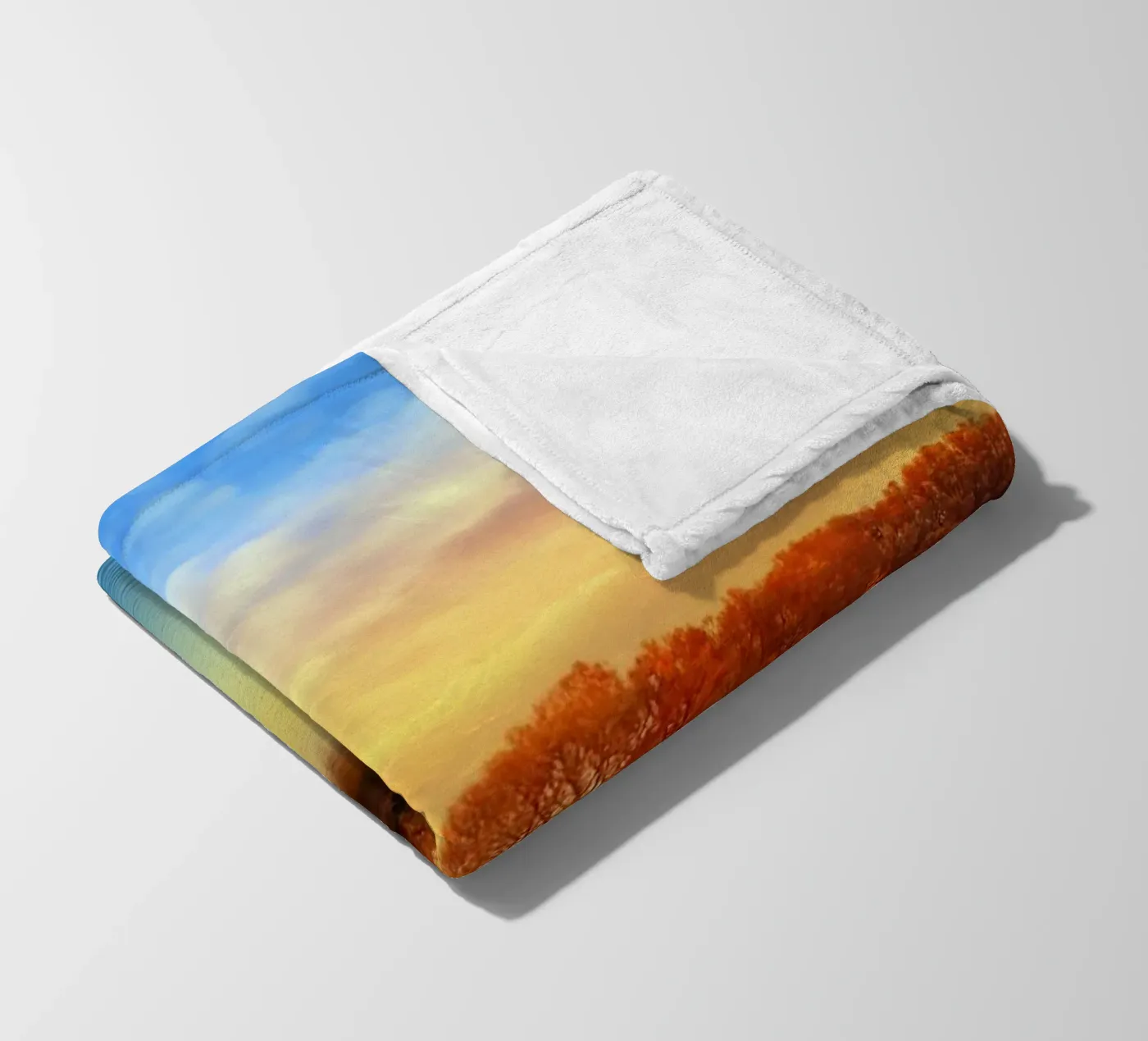 Sunset in autumn fleece blanket by Atteloi