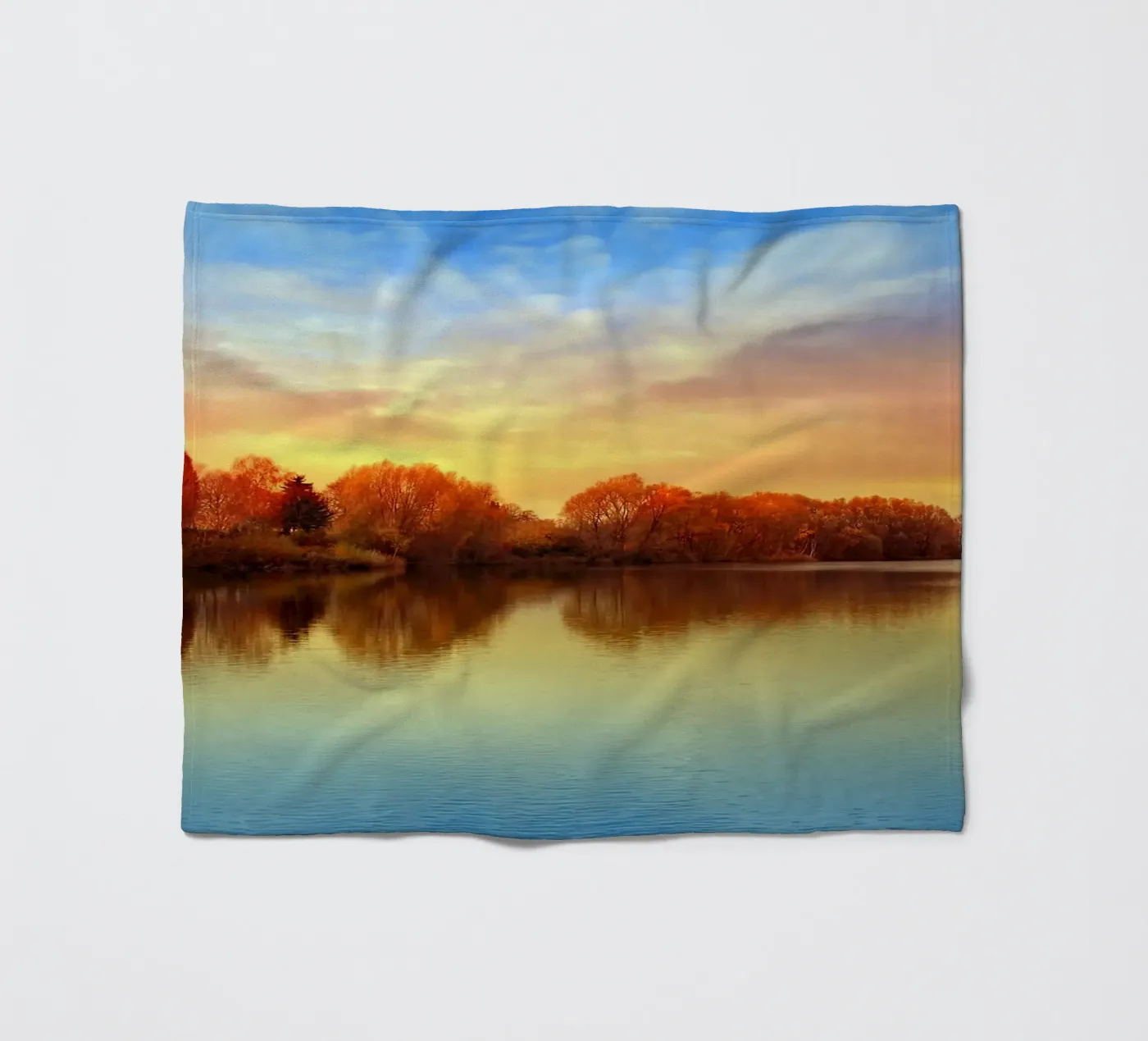 Sunset in autumn fleece blanket by Atteloi