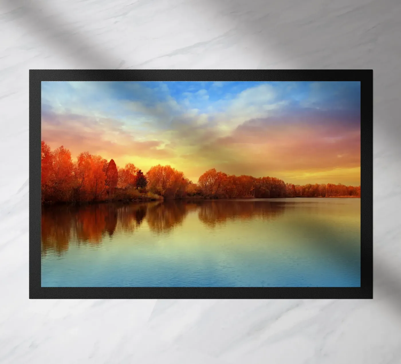 Sunset in autumn doormat by Atteloi