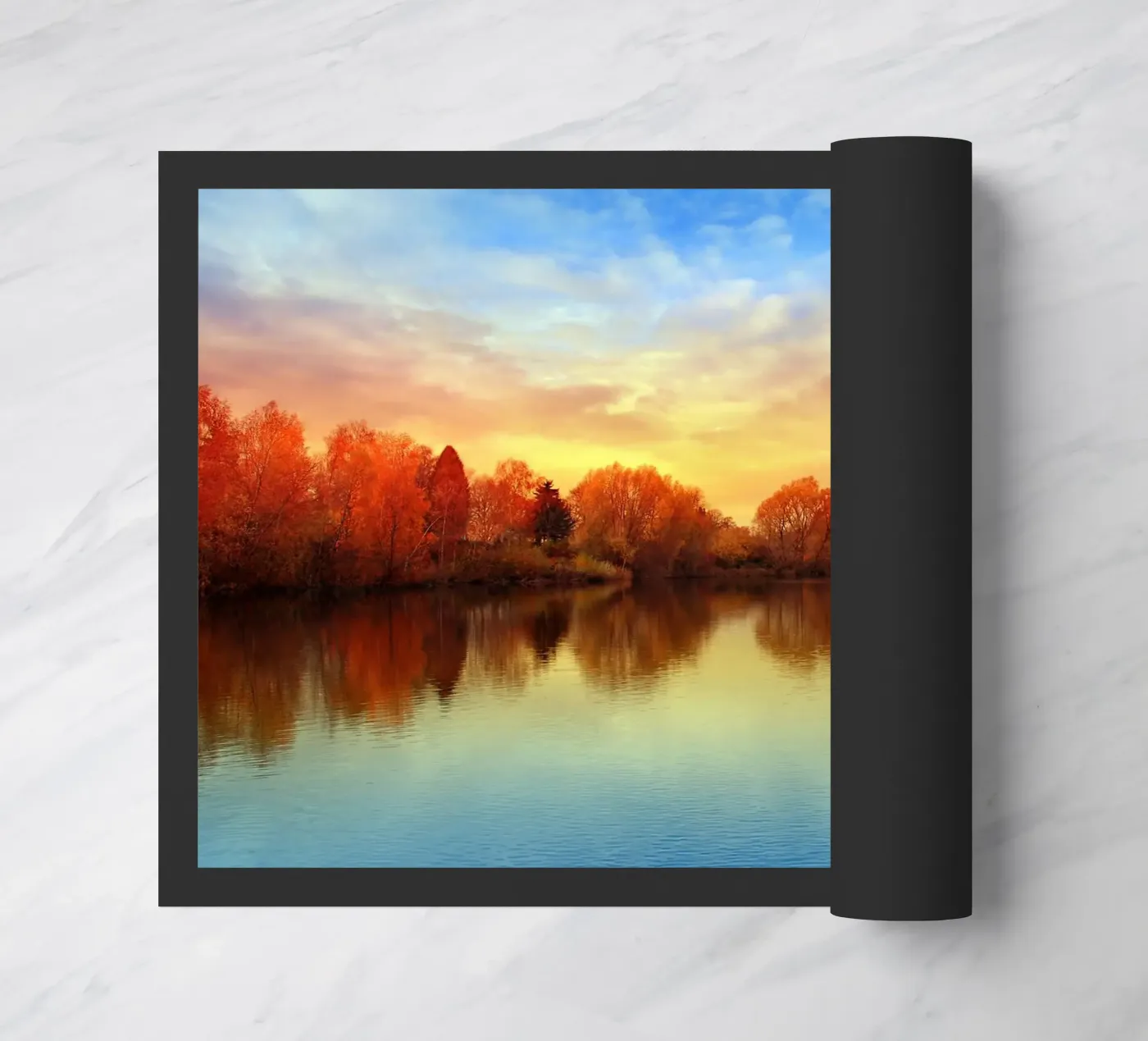 Sunset in autumn doormat by Atteloi