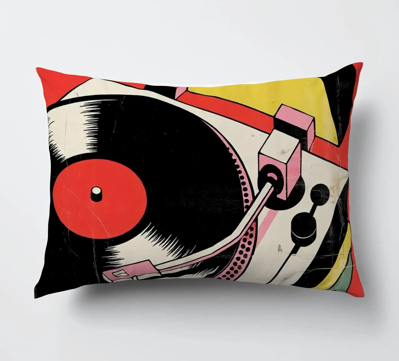 Giradischi retrò in stile pop art colorato cuscino da Plain Thoughts