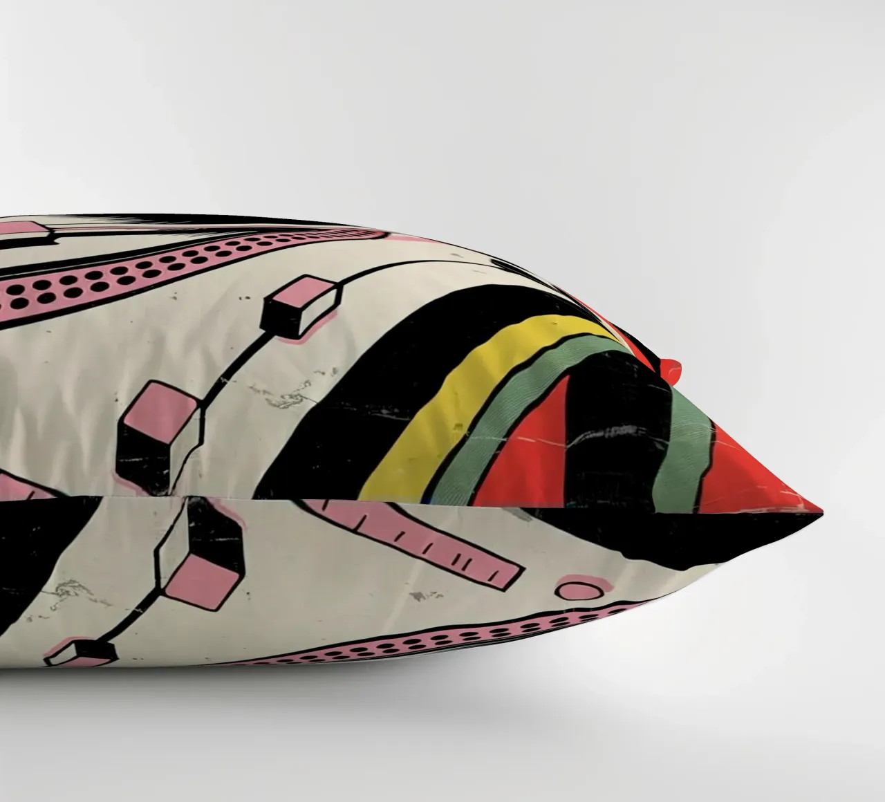 Giradischi retrò in stile pop art colorato cuscino da Plain Thoughts