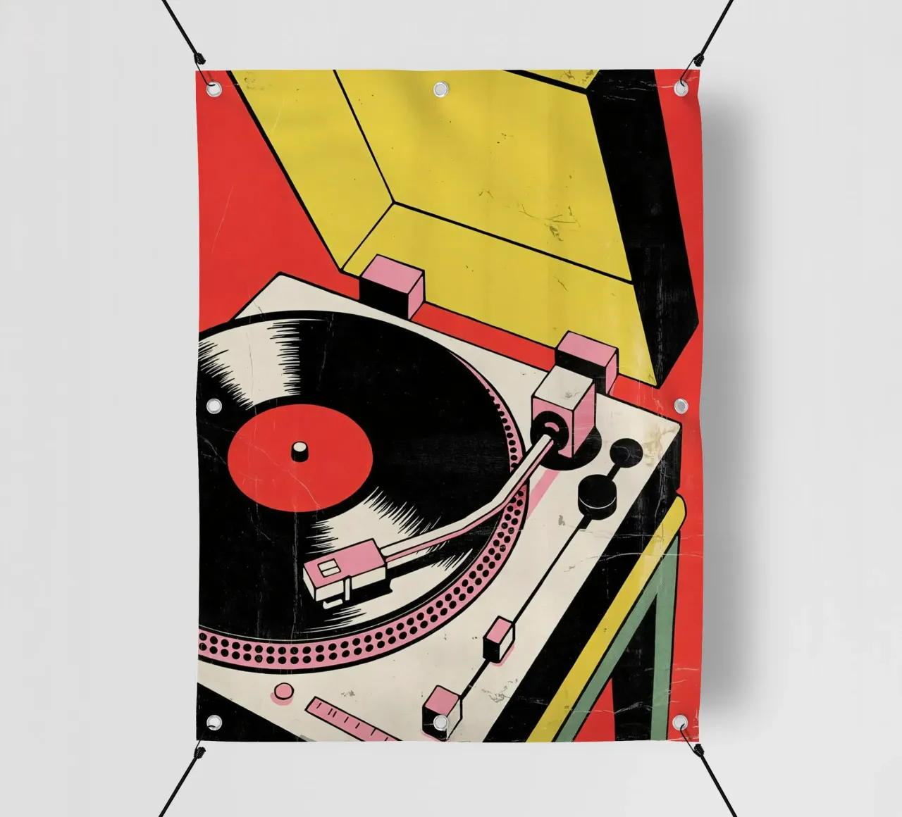 Giradischi retrò in stile pop art colorato telo in pvc da Plain Thoughts