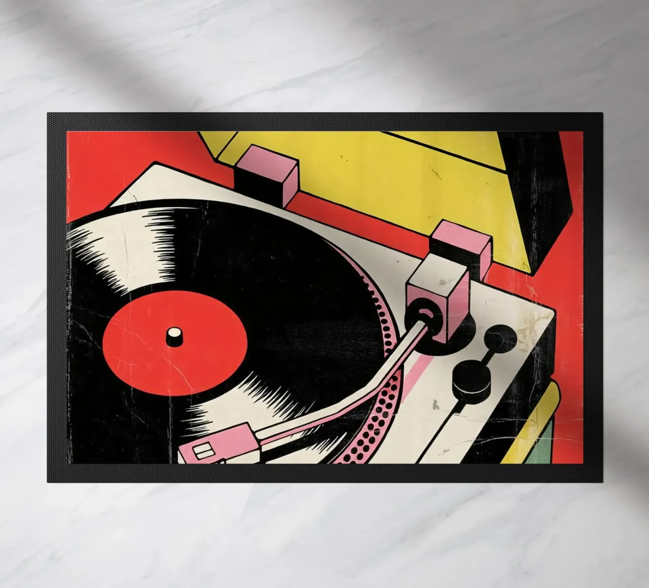 Giradischi retrò in stile pop art colorato zerbino da Plain Thoughts