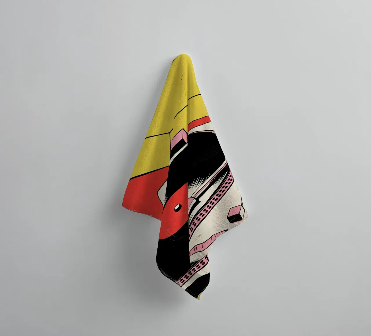 Giradischi retrò in stile pop art colorato asciugamano da bagno da Plain Thoughts