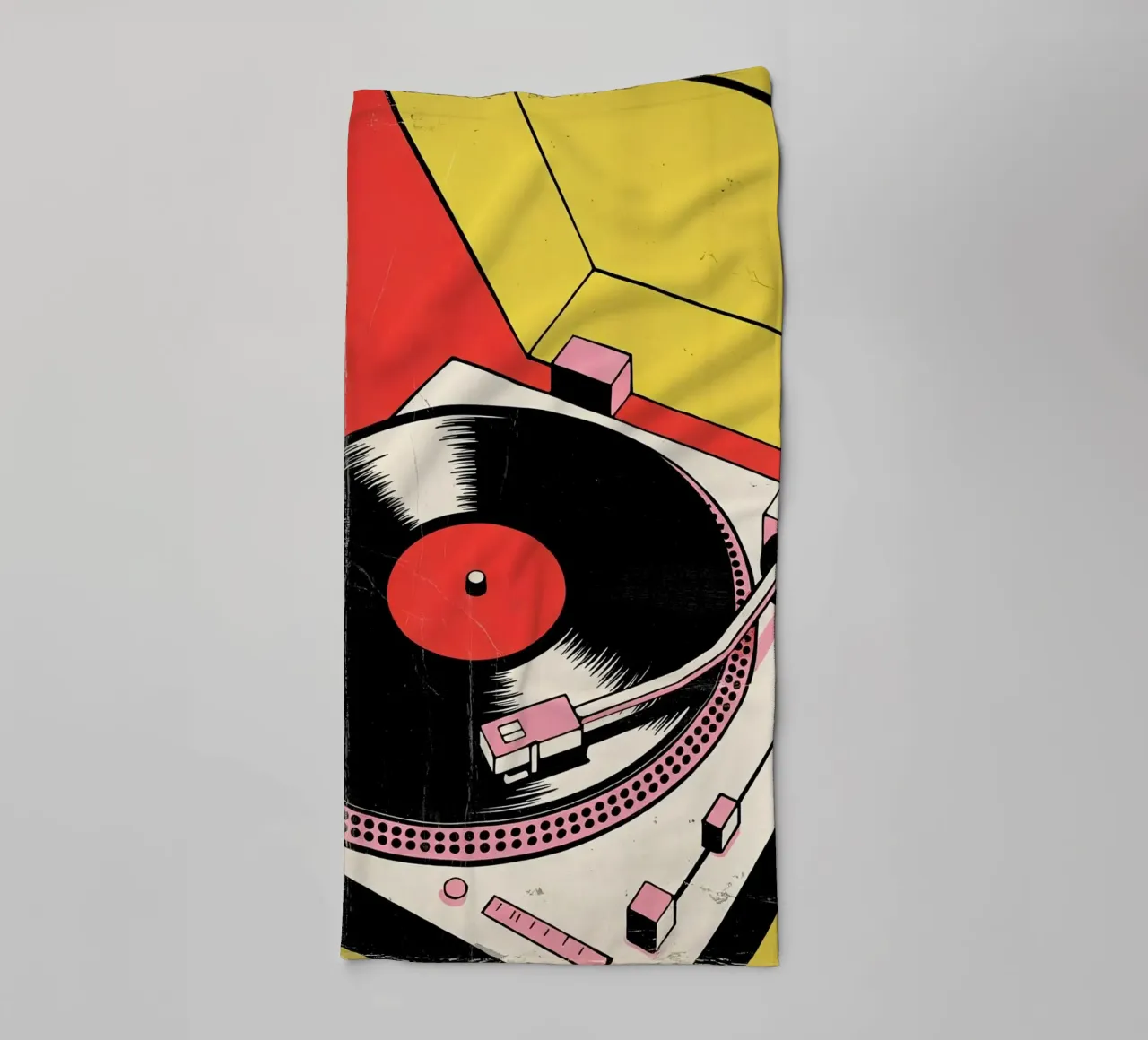 Giradischi retrò in stile pop art colorato asciugamano da bagno da Plain Thoughts