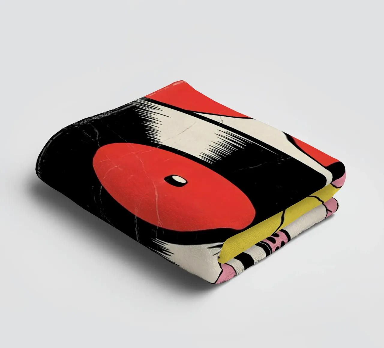 Giradischi retrò in stile pop art colorato asciugamano da bagno da Plain Thoughts