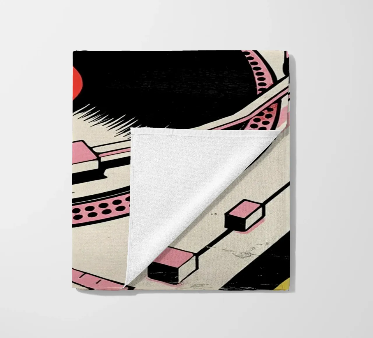 Giradischi retrò in stile pop art colorato telo mare da Plain Thoughts