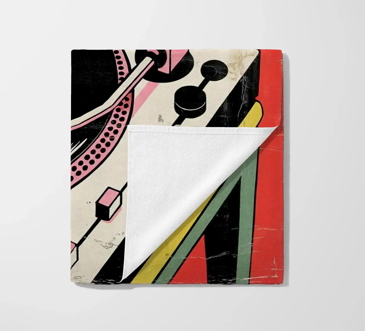 Giradischi retrò in stile pop art colorato telo mare da Plain Thoughts