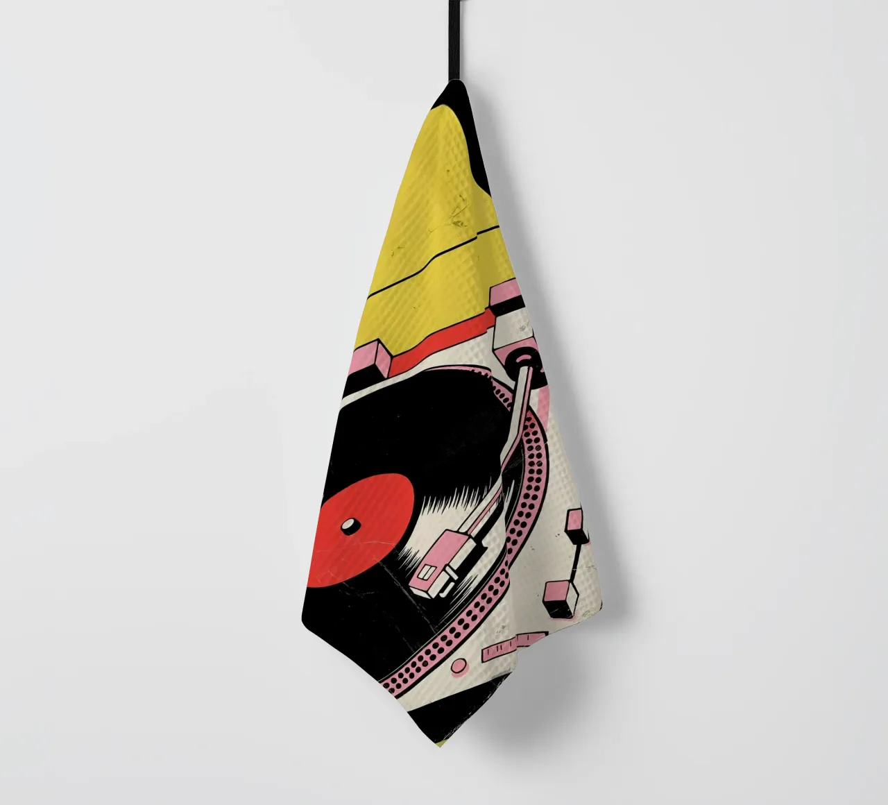 Giradischi retrò in stile pop art colorato canovaccio da cucina da Plain Thoughts